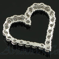 Thumbnail for 14K White Solid Gold Womens Diamond Heart Pendant 3.50 Ctw