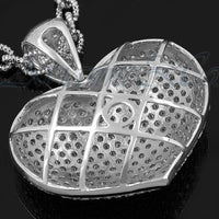 Thumbnail for 14K White Solid Gold Womens Diamond Heart Pendant 5.12 Ctw