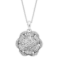 Thumbnail for White 14K White Solid Gold Womens Diamond Pendant 1.25 Ctw