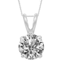 Thumbnail for 14K White Solid Gold Womens Diamond Solitaire Pendant 1.04 Ctw