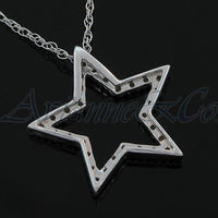 Thumbnail for White 14K White Solid Gold Womens Diamond Star Pendant 0.25 Ctw