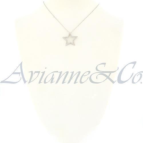 White 14K White Solid Gold Womens Diamond Star Pendant 0.25 Ctw