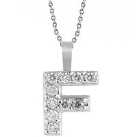Thumbnail for White 14K White Solid Gold Womens Initial Letter F Diamond Pendant 0.35 Ctw