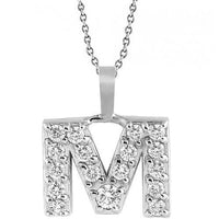 Thumbnail for White 14K White Solid Gold Womens Initial Letter M Diamond Pendant 0.50 Ctw