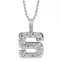 Thumbnail for White 14K White Solid Gold Womens Initial Letter S Diamond Pendant 0.50 Ctw
