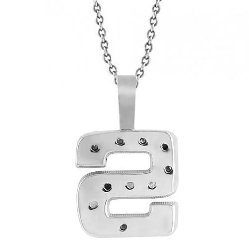 White 14K White Solid Gold Womens Initial Letter S Diamond Pendant 0.50 Ctw