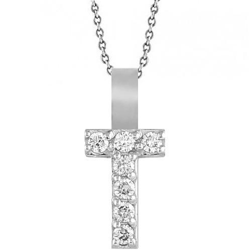 White 14K White Solid Gold Womens Small Diamond Cross Pendant 0.25 Ctw