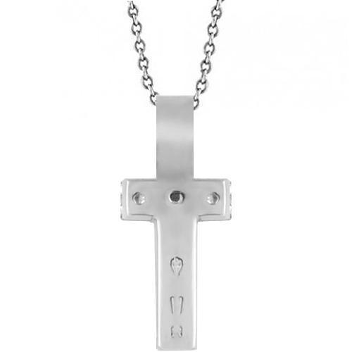 White 14K White Solid Gold Womens Small Diamond Cross Pendant 0.25 Ctw