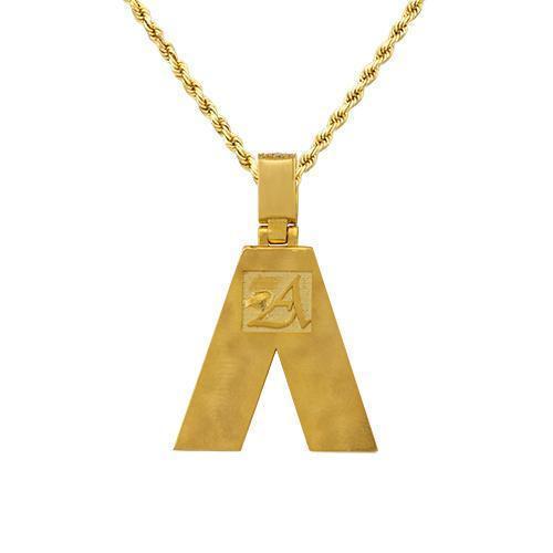 14K Yellow Gold Custom Diamond Initial A Letter Pendant 2.48 Ctw