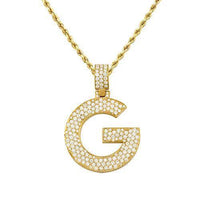 Thumbnail for 14K Yellow Gold Custom Diamond Initial G Letter Pendant 1.45 Ctw