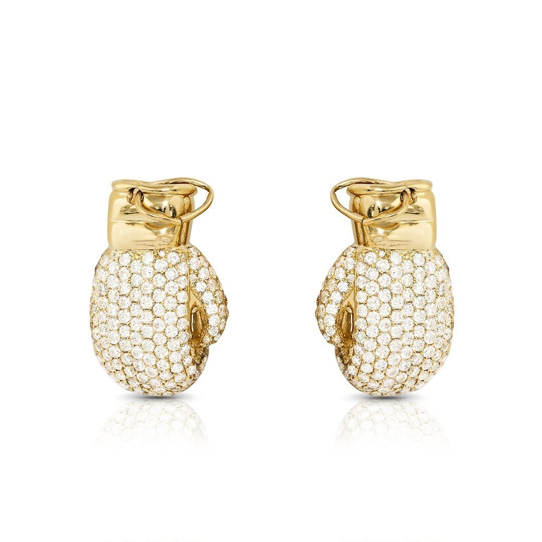 14k Yellow Gold Diamond Boxing Gloves Pendant 3.70 Ctw