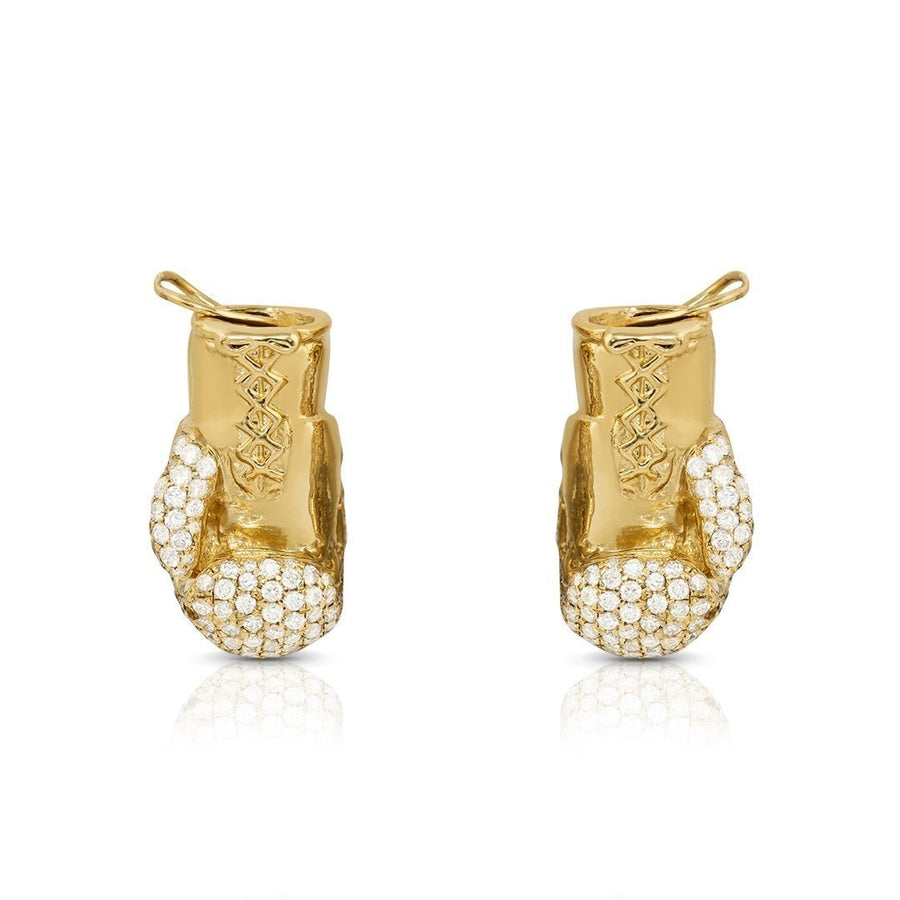 14k Yellow Gold Diamond Boxing Gloves Pendant 3.70 Ctw