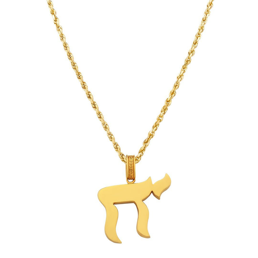 14k Yellow Gold Diamond Chai Pendant 3.16ct