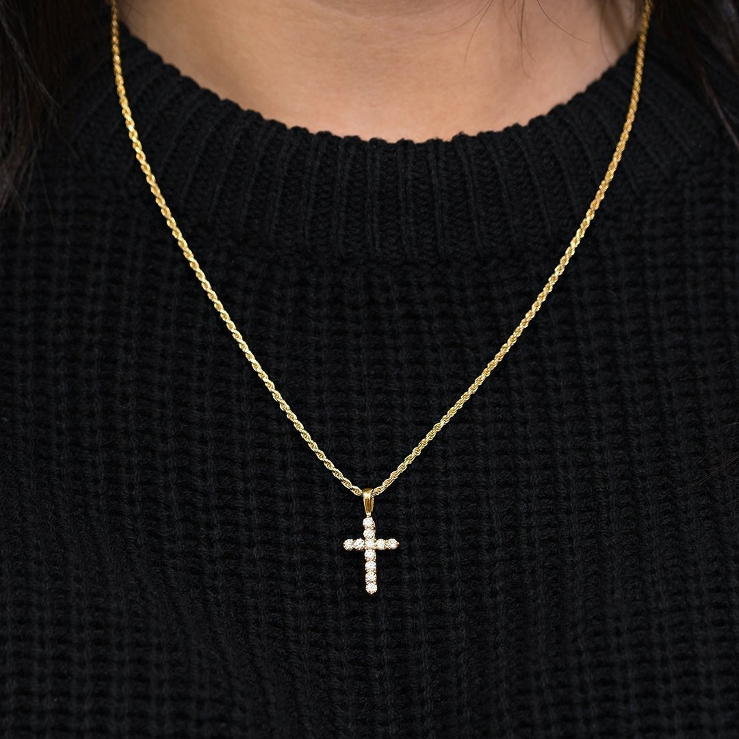 Yellow 14k Yellow Gold Diamond Cross Pendant 0.61 Ctw