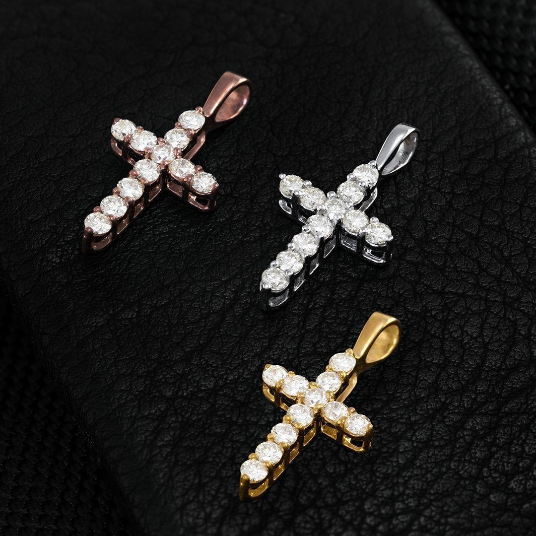 Yellow 14k Yellow Gold Diamond Cross Pendant 0.61 Ctw