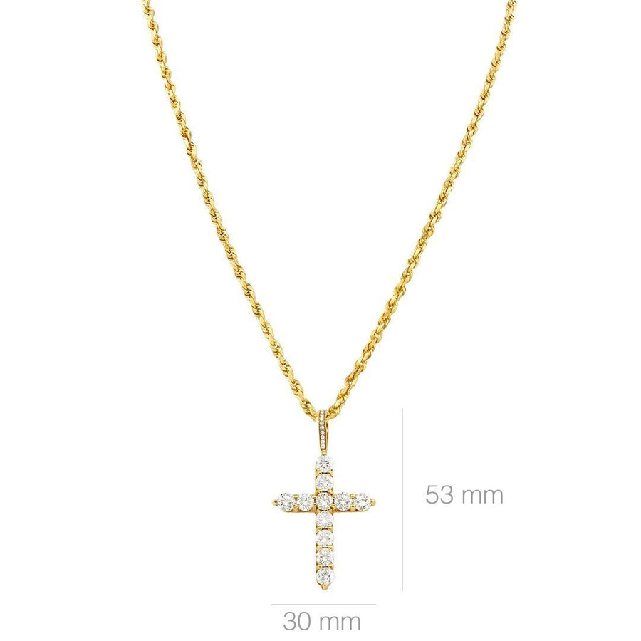 14k Yellow Gold Diamond Cross Pendant 6.25 Ctw