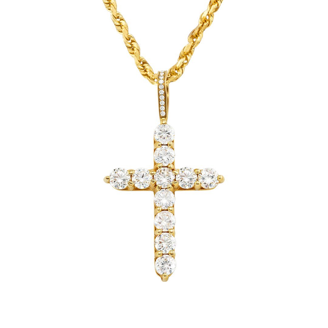 14k Yellow Gold Diamond Cross Pendant 6.25 Ctw