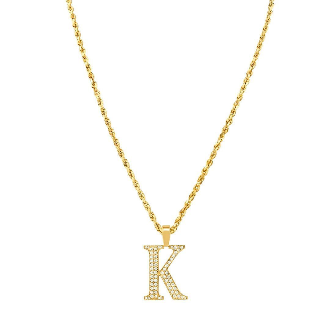 Yellow 14K Yellow Gold Diamond Initial Letter K Pendant 0.81 Ctw