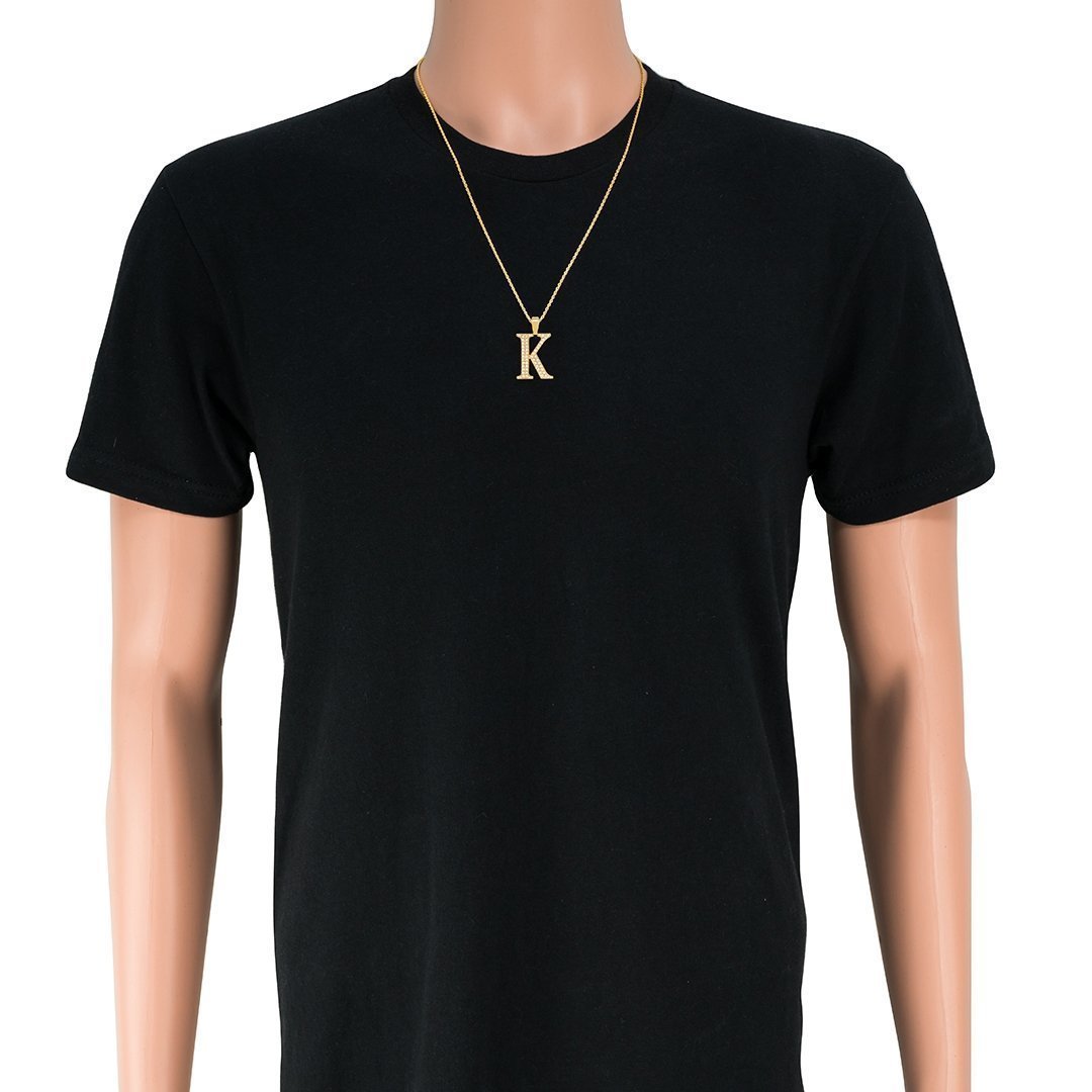 14K Yellow Gold Diamond Initial Letter K Pendant 0.8 Cwt