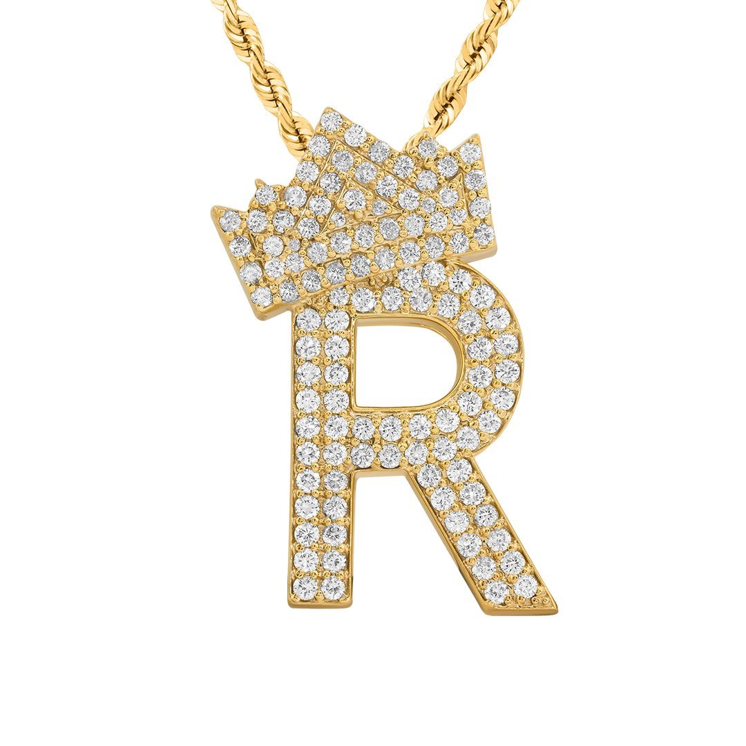 Buy Diamond Initial Necklace 14K Gold Letter Alphabet Pendant Solid Gold  Personalized Birthday Gift for Her GN00109 Online in India - Etsy