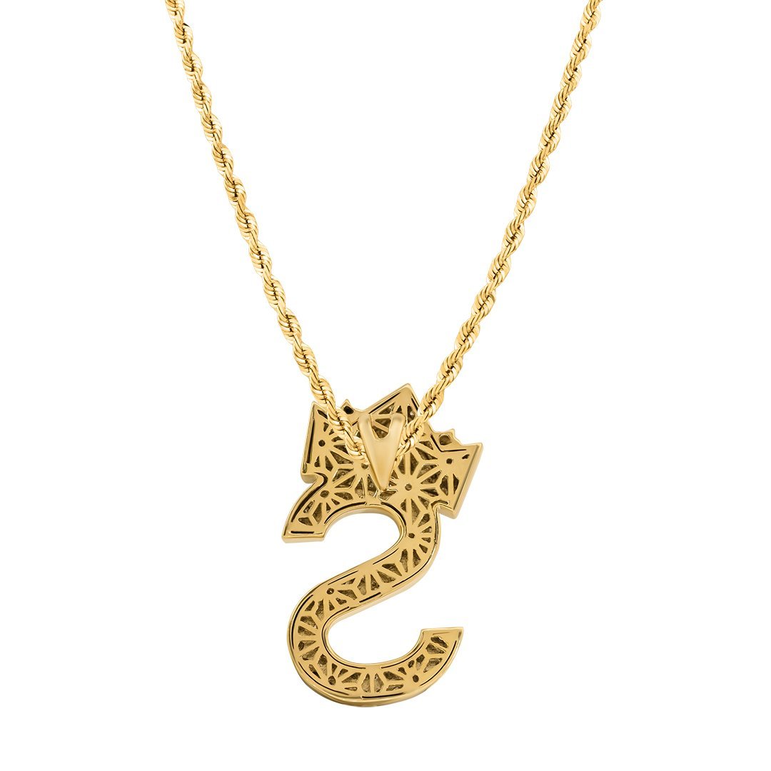 14k Yellow Gold Diamond Initial Pendant