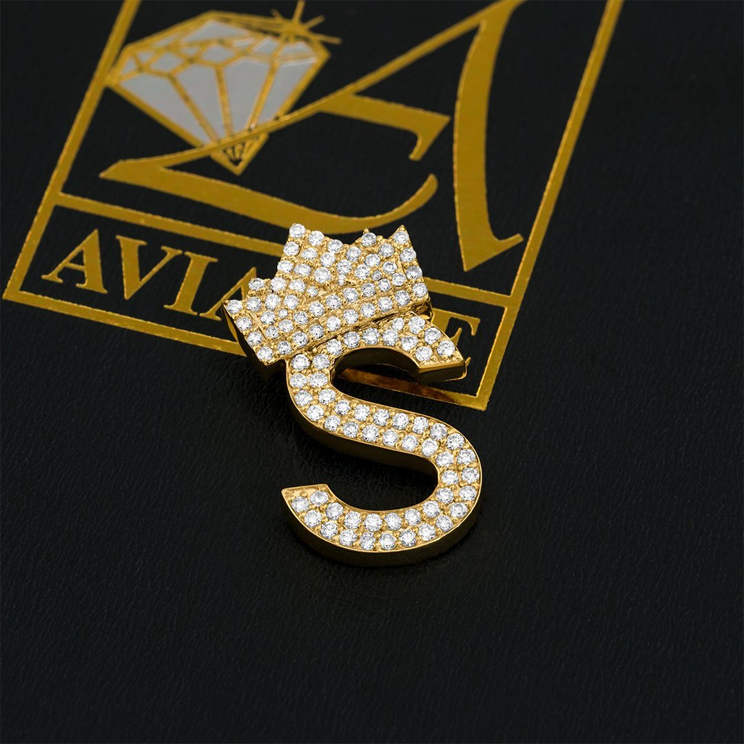 14k Yellow Gold Diamond Initial Pendant