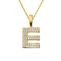 Thumbnail for yellow 14k yellow gold diamond letter E pendant