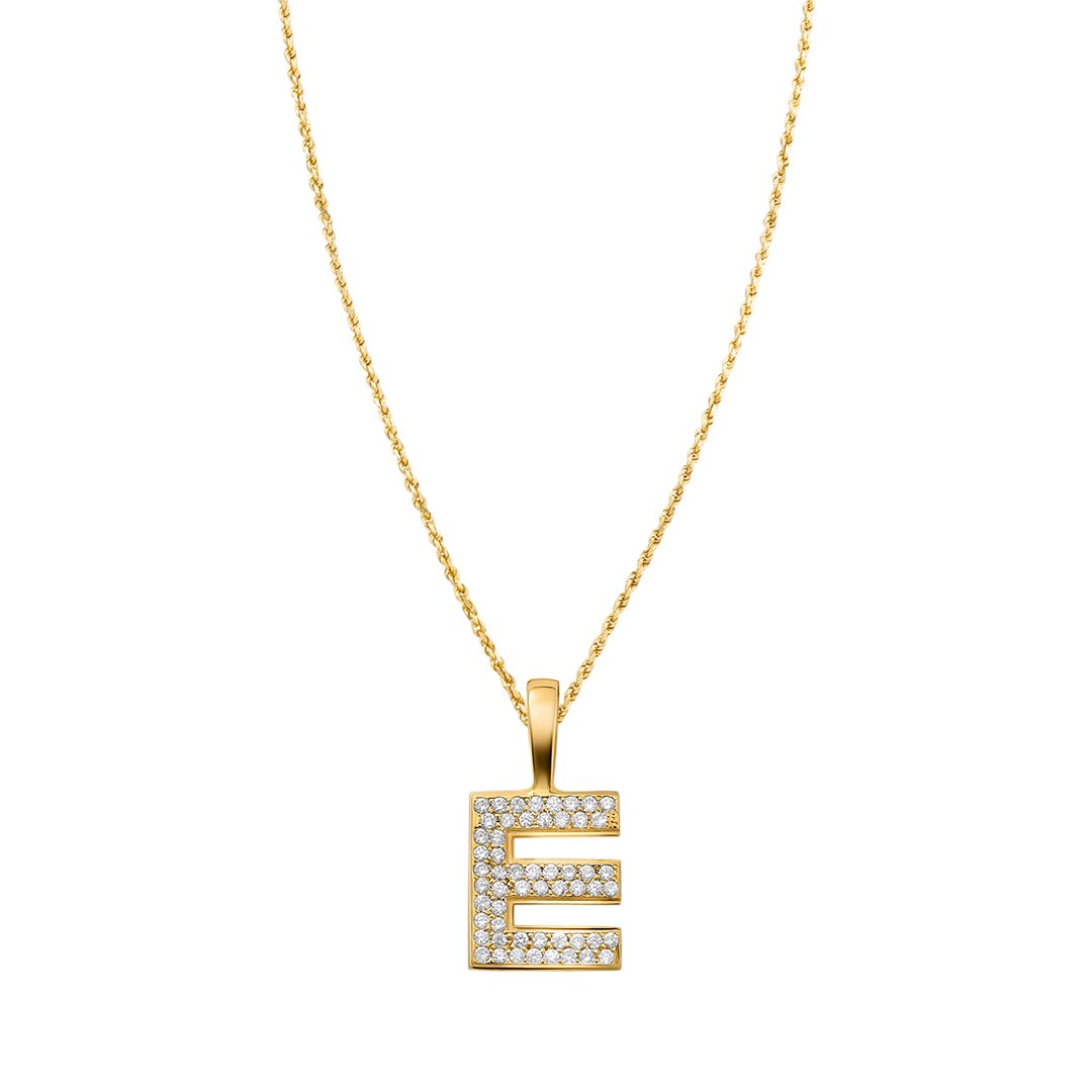 14k yellow gold diamond letter E pendant 0.50 ctw – Avianne Jewelers