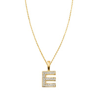 Thumbnail for yellow 14k yellow gold diamond letter E pendant