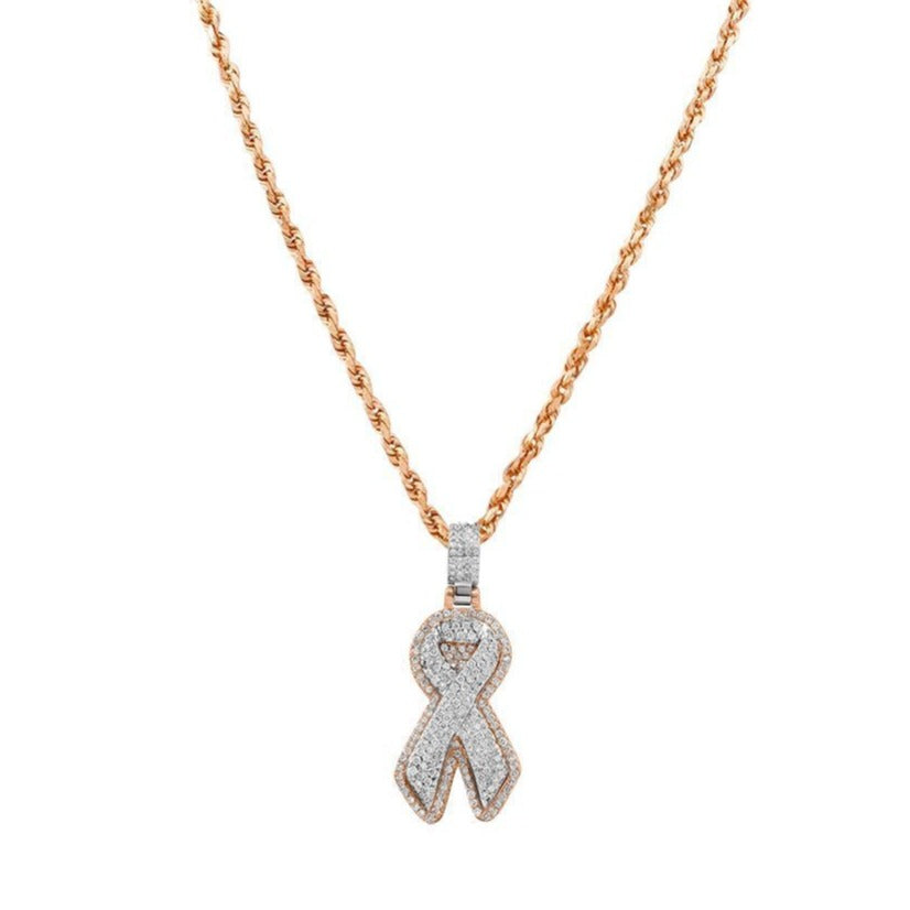 14k Yellow Gold Diamond Ribbon Pendant 3.25 Ctw