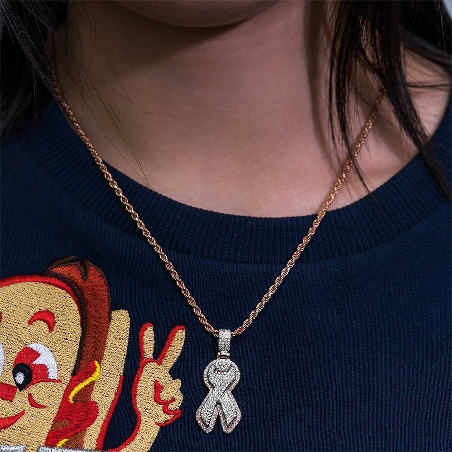 14k Yellow Gold Diamond Ribbon Pendant 3.25 Ctw