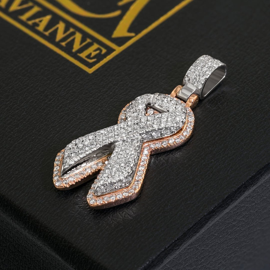 14k Yellow Gold Diamond Ribbon Pendant 3.25 Ctw