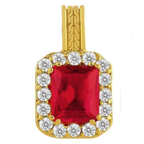 14K Yellow Gold Diamond Ruby Pendant 2.00 Ctw