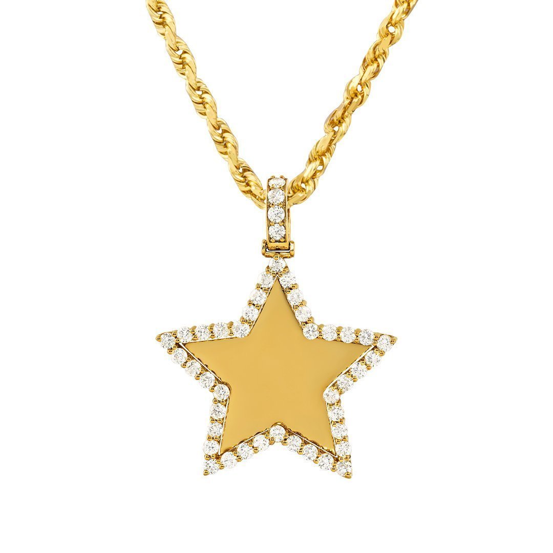 14k Yellow Gold Diamond Star Pendant 3.50 Ctw