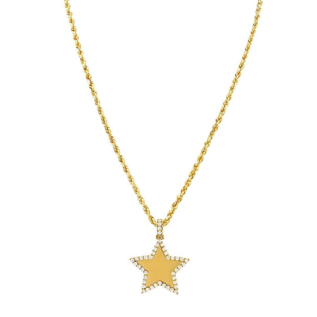 14k Yellow Gold Diamond Star Pendant 3.50 Ctw