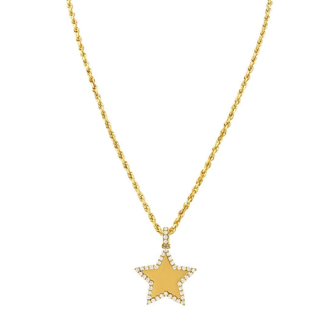 14k Yellow Gold Diamond Star Pendant 3.50 Ctw