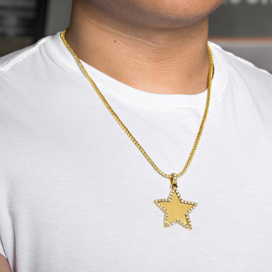 14k Yellow Gold Diamond Star Pendant 3.50 Ctw