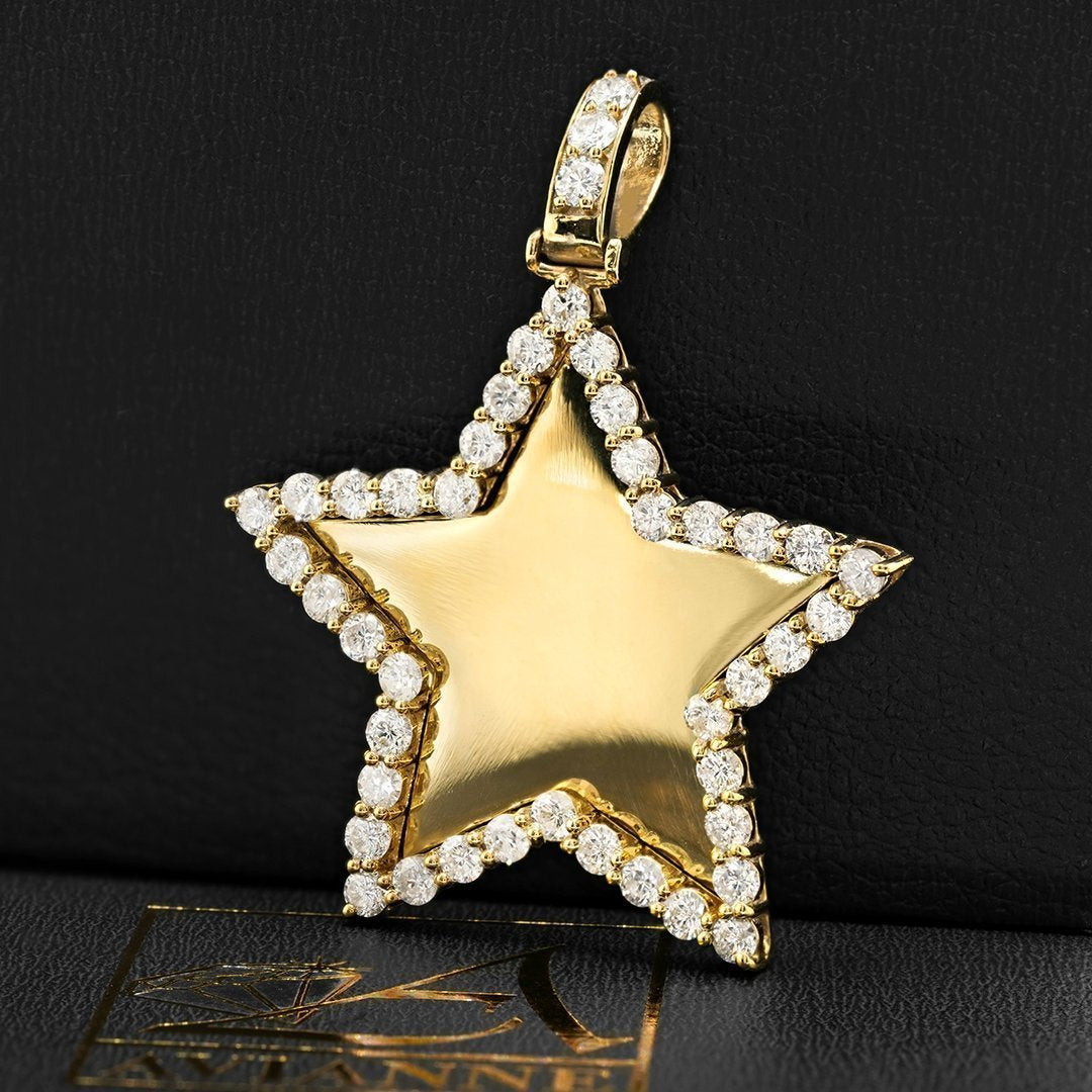 14k Yellow Gold Diamond Star Pendant 3.50 Ctw