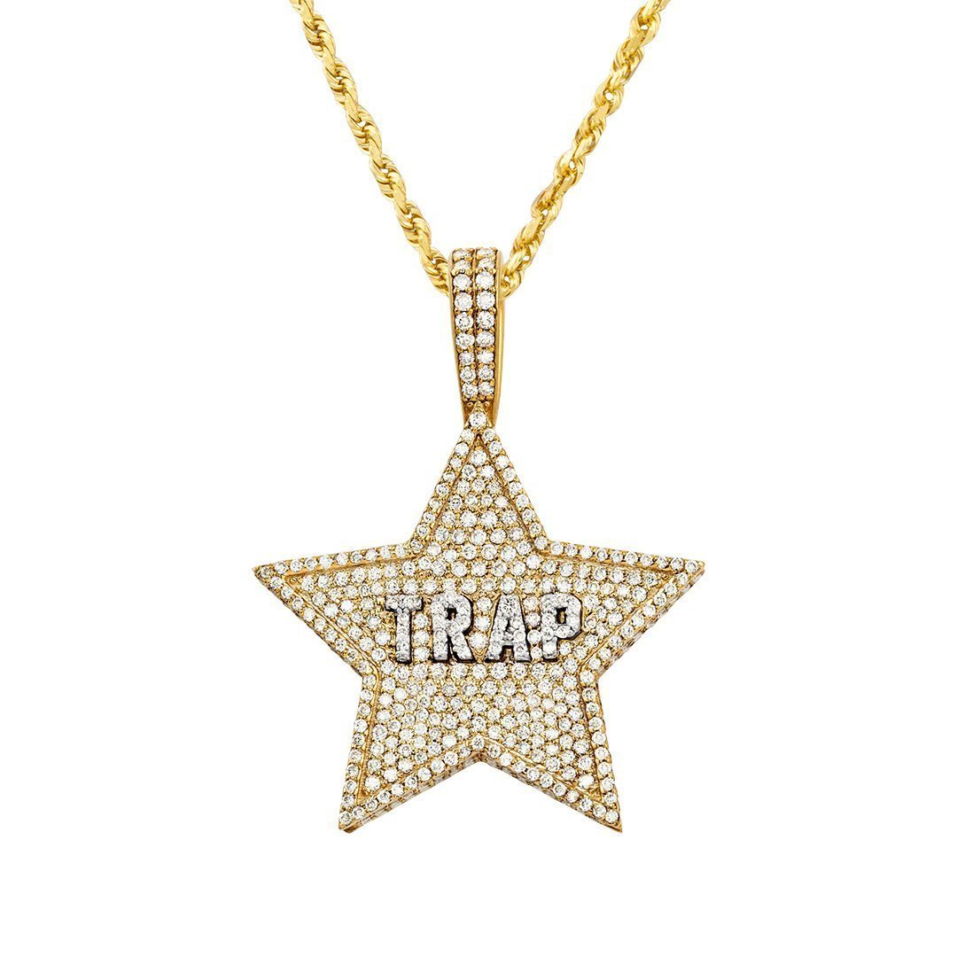 14k Yellow Gold Diamond Trap Star Pendant 2.25 Ctw