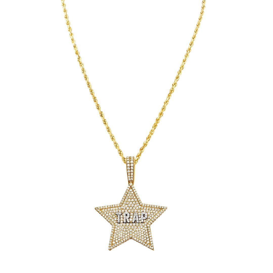 14k Yellow Gold Diamond Trap Star Pendant 2.25 Ctw