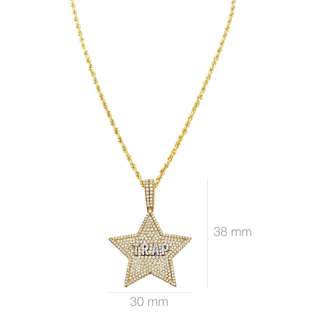 14k Yellow Gold Diamond Trap Star Pendant 2.25 Ctw