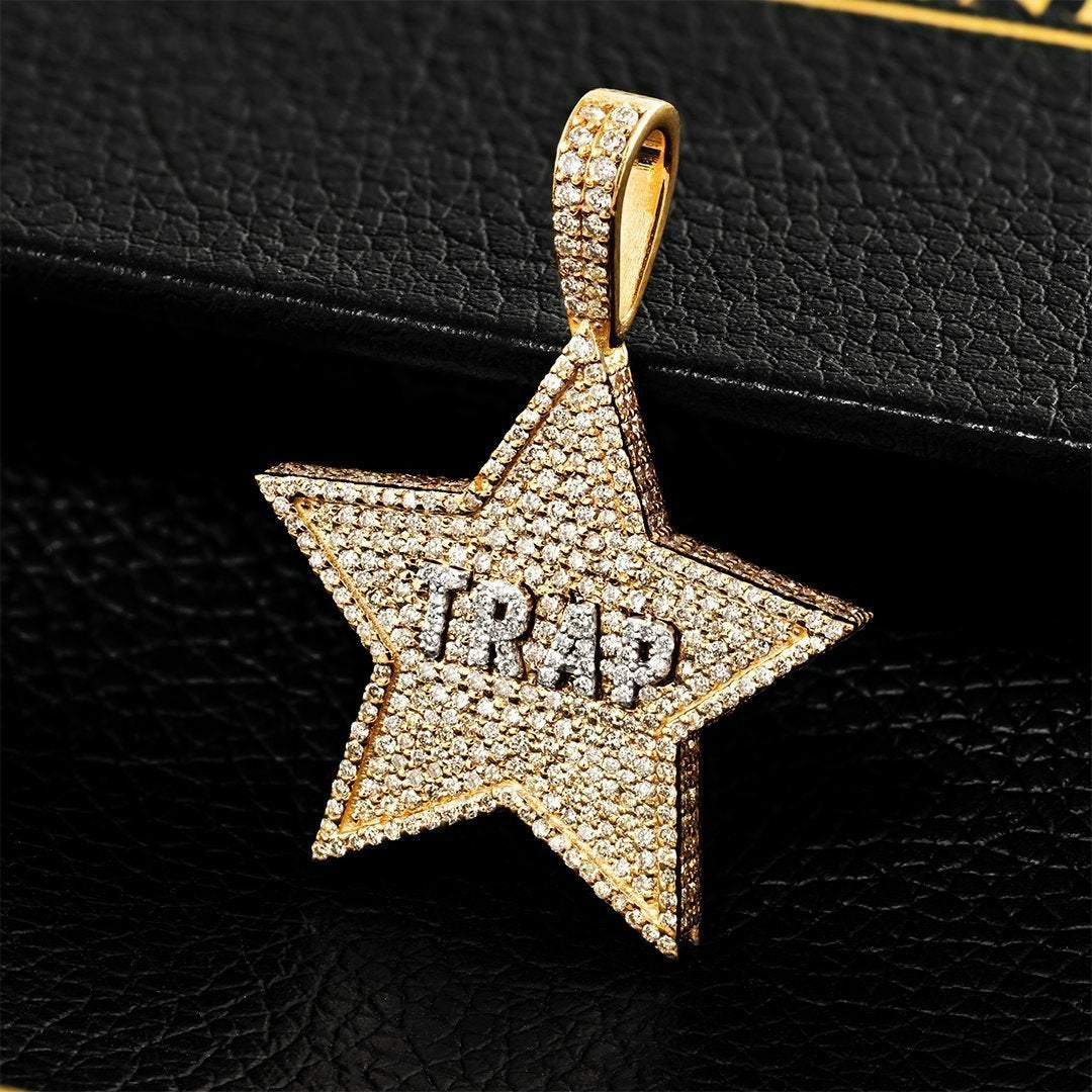 14k Yellow Gold Diamond Trap Star Pendant 2.25 Ctw