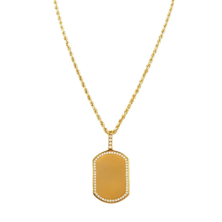 14k Yellow Gold Dog Tag Pendant 1.15 Ctw