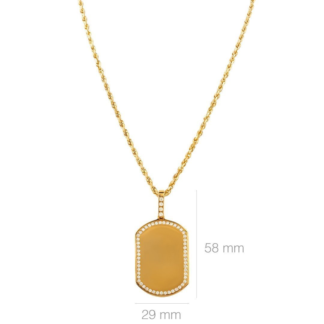 14k Yellow Gold Dog Tag Pendant 1.15 Ctw