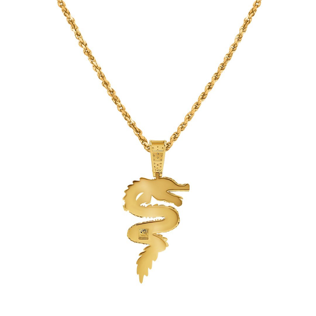 Direct Source Gold 10k Tri-Color Solid Gold 3D Dragon Pendant – 14k Stamped, USA Made