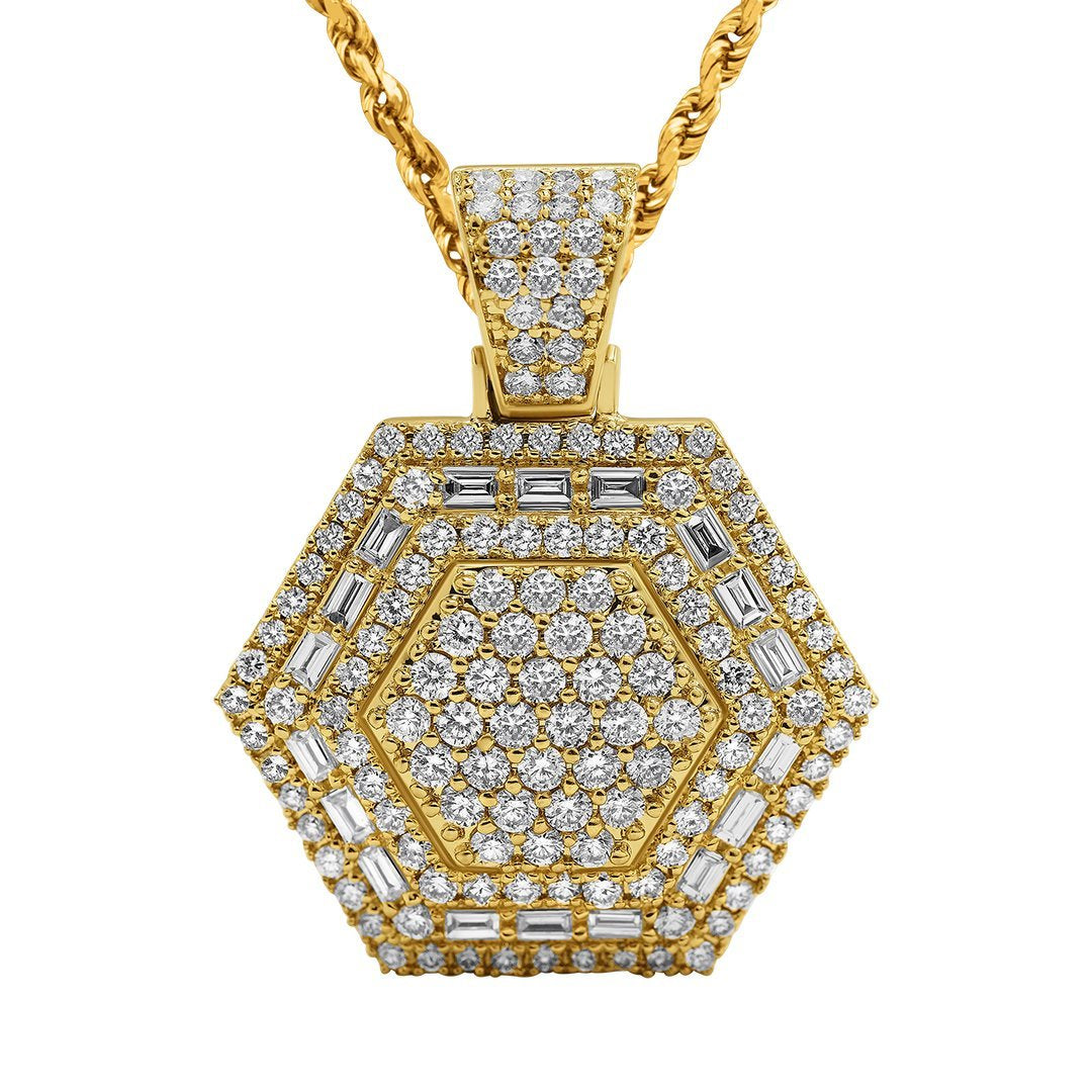 14k Yellow Gold Hexagon Pendant