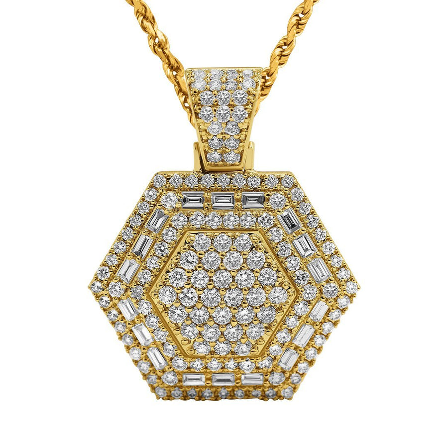 Colgante hexagonal de oro amarillo de 14 k