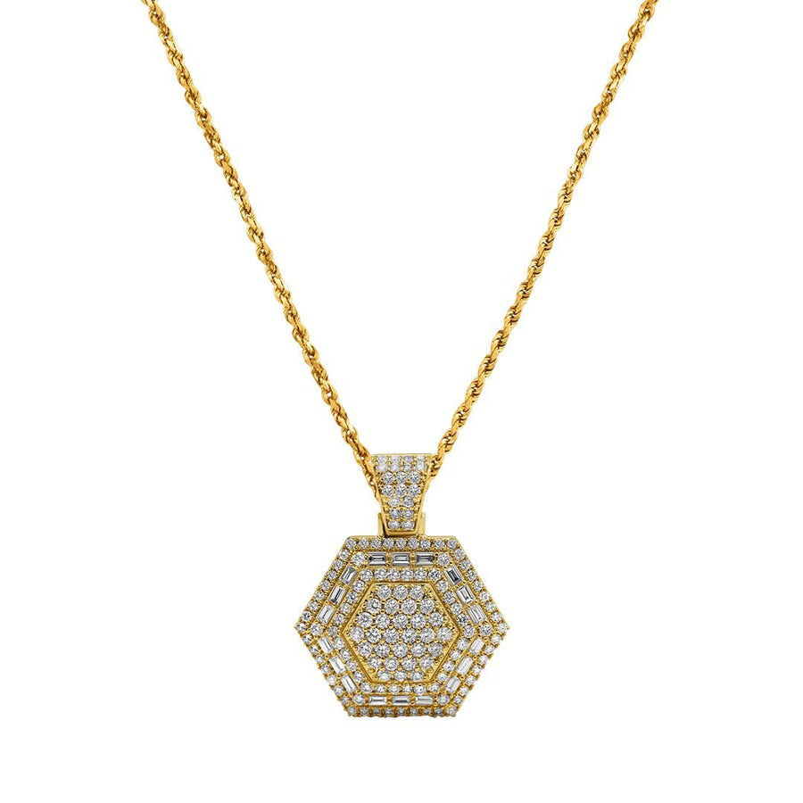 Colgante hexagonal de oro amarillo de 14 k
