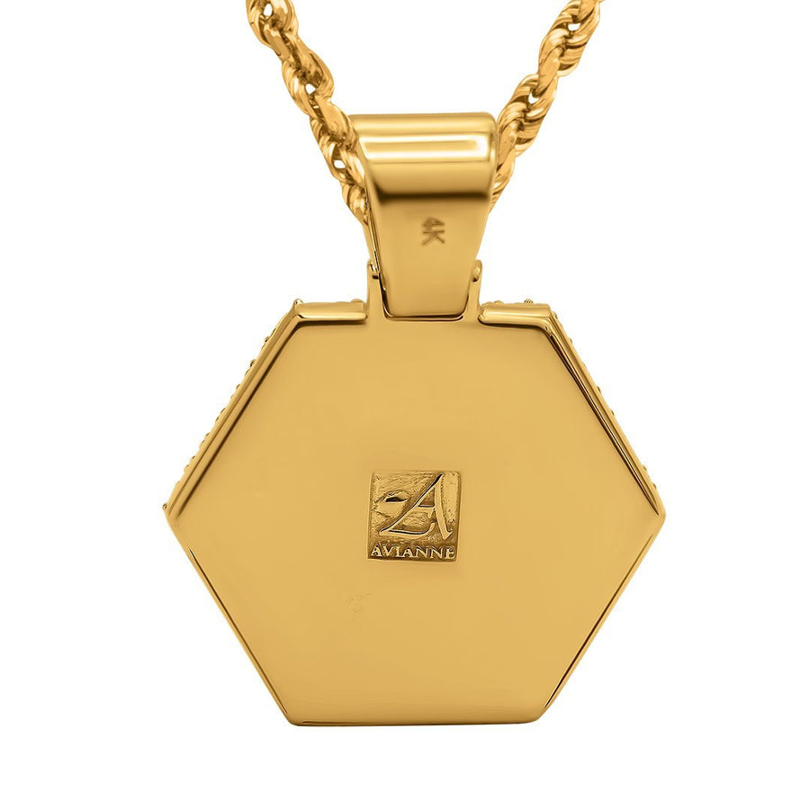 Colgante hexagonal de oro amarillo de 14 k