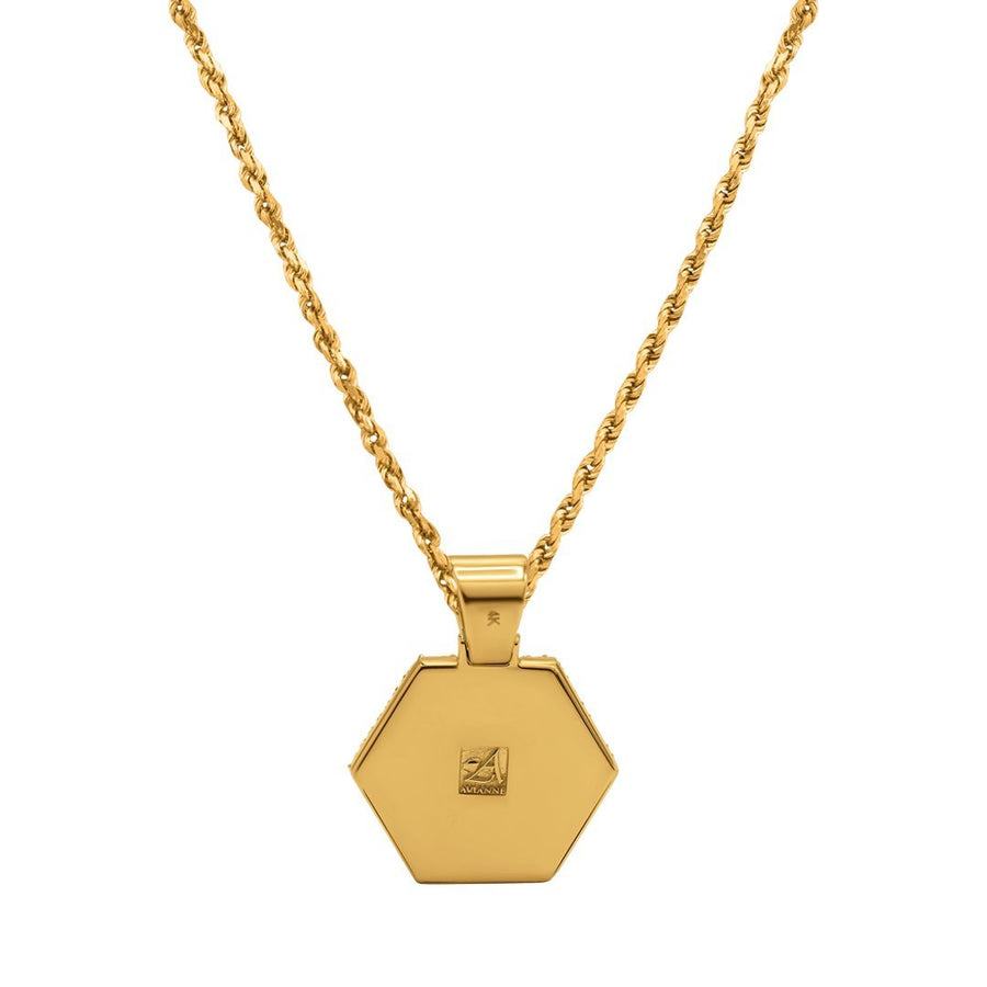 Colgante hexagonal de oro amarillo de 14 k